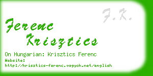 ferenc krisztics business card